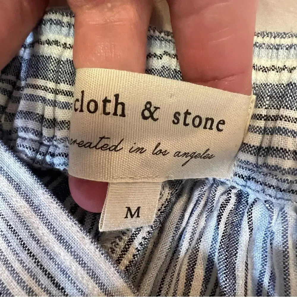 Cloth & Stone NWOT Striped Tie Waist Frayed Hem Wide Leg Crops sz M